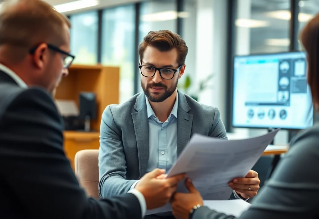 Headhunter Ingenieure analysiert Lebensläufe in einem modernen Büro.