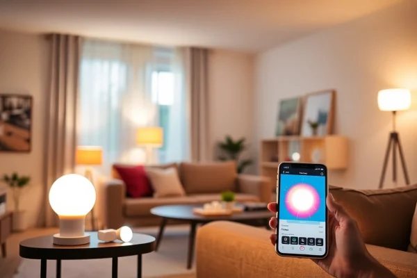 Philips Hue Tipps für smartes Licht in einem modernen Wohnzimmer mit verschiedenen Szenarien.