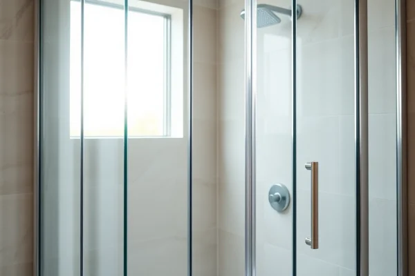 Duschkabine 100x100 Pendeltür in modernem Badezimmer mit eleganten Details.