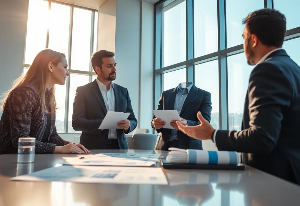 Headhunter Ingenieure beraten über Rekrutierungsstrategien in einem modernen Büro.