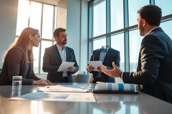Headhunter Ingenieure beraten über Rekrutierungsstrategien in einem modernen Büro.